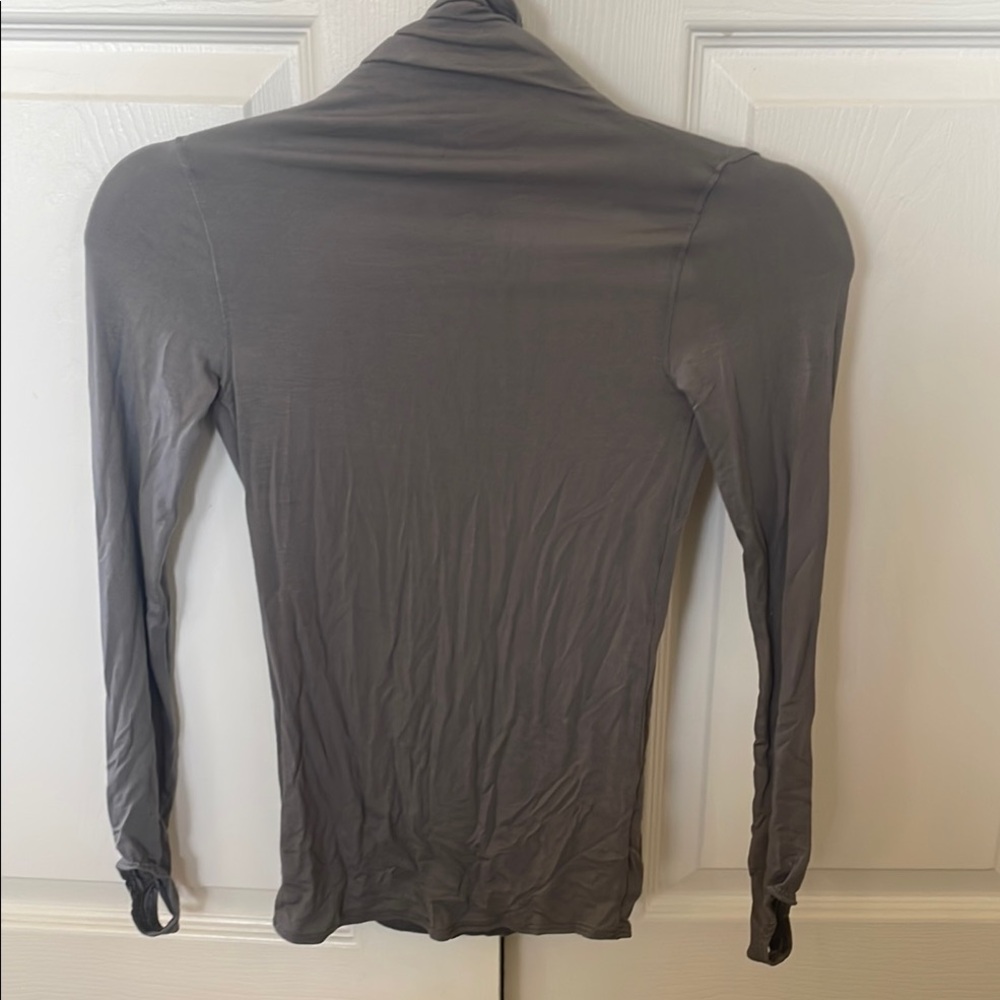 Elegant Gray Women's Cut Out Back Turtleneck Top